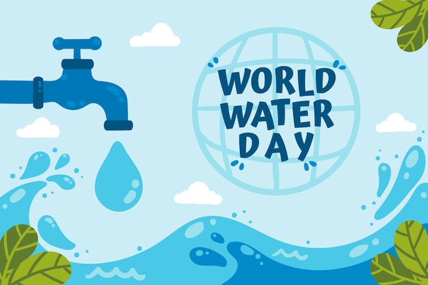 Flat world water day background