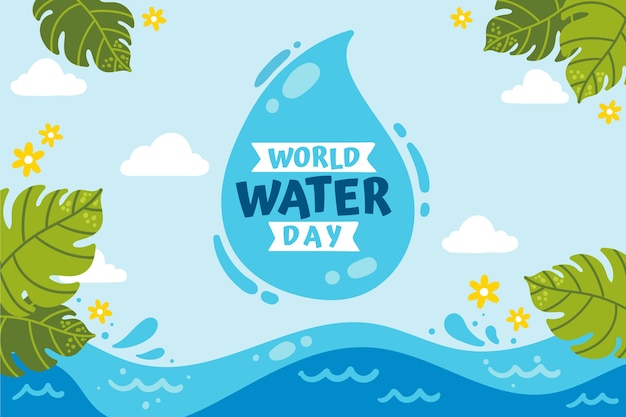 Flat world water day background