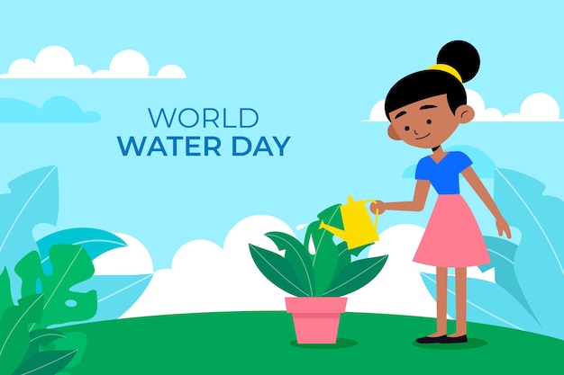 Flat world water day background