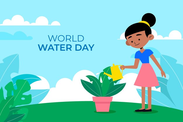 Flat world water day background