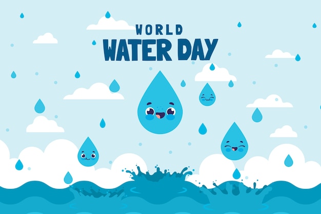 Flat World Water Day Background: Vector Templates