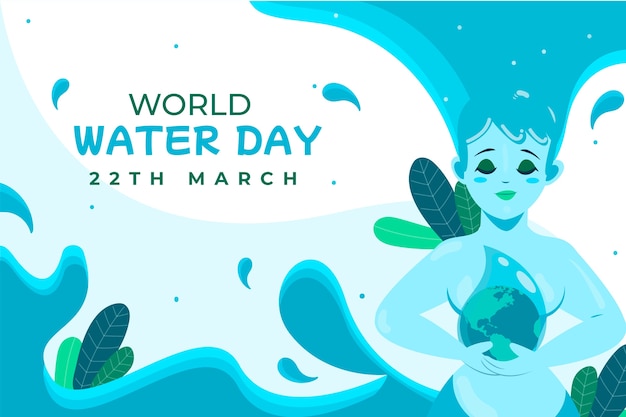 Flat world water day background