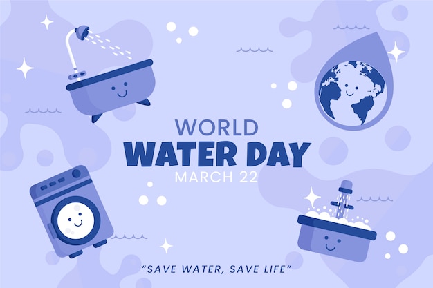 Flat world water day background