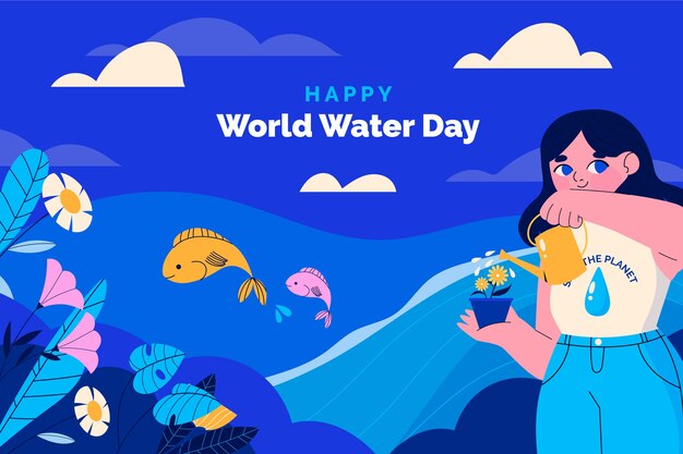 Flat world water day background