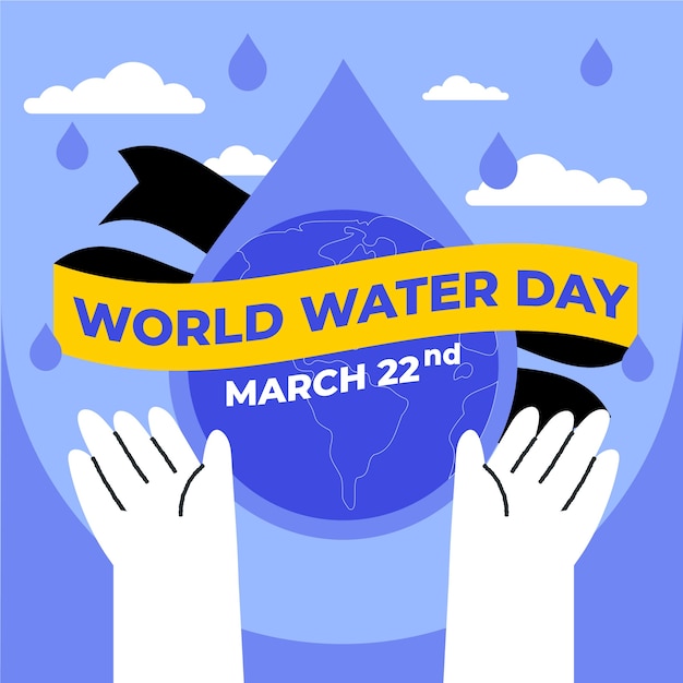 Бесплатное векторное изображение Плоский всемирный день воды фон
