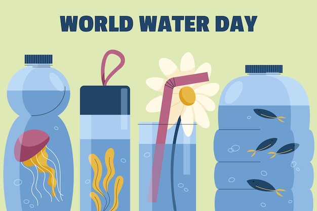 Flat world water day background