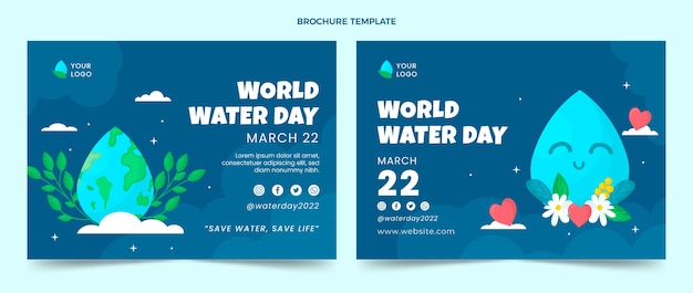 Free vector flat world water day brochure template