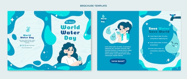 Free vector flat world water day brochure template