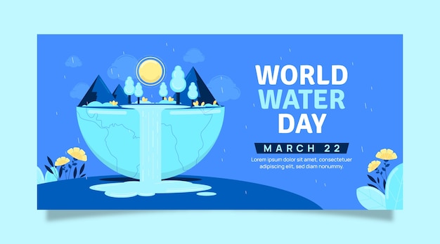 Free vector flat world water day horizontal banner template