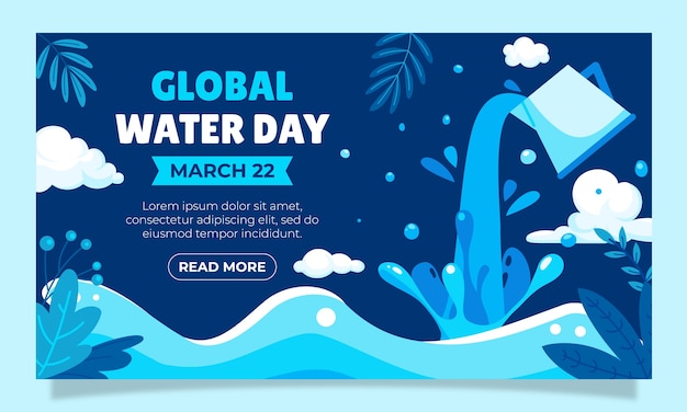 Flat World Water Day Horizontal Banner Template – Free Stock Photo Download