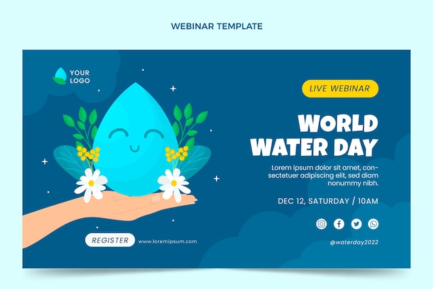 Flat world water day horizontal banner