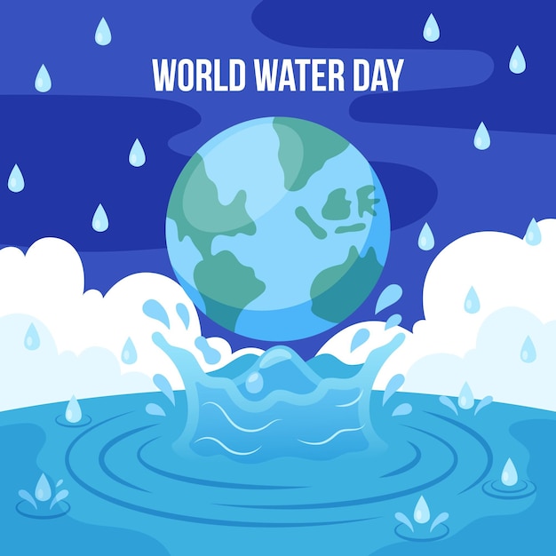 Vettore gratuito illustrazione di giornata mondiale dell'acqua piatta