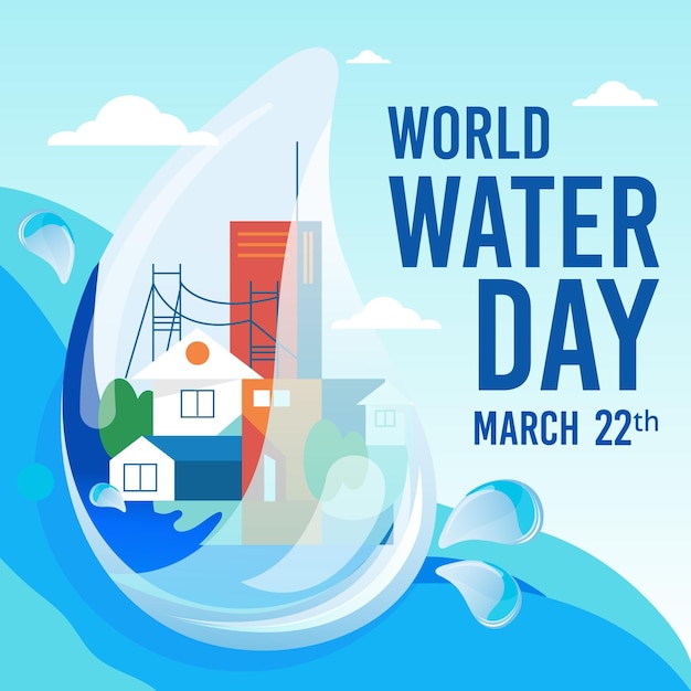 Flat world water day illustration