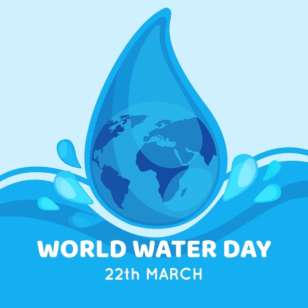 Flat world water day illustration