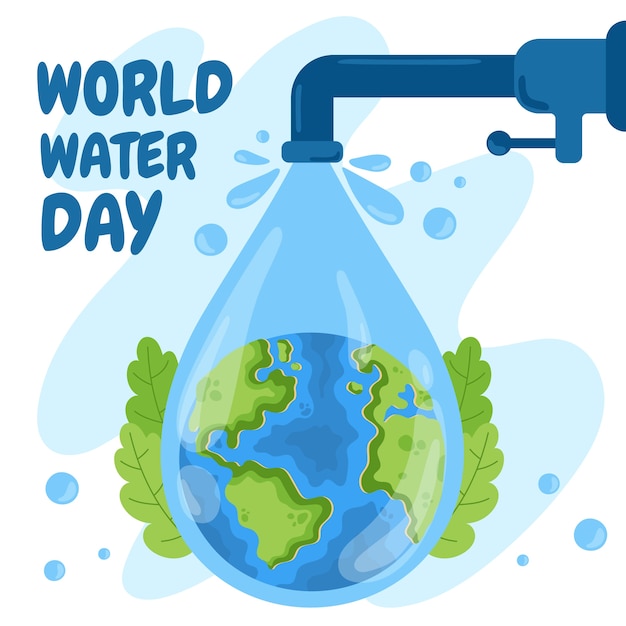 Бесплатное векторное изображение Плоский всемирный день воды иллюстрация