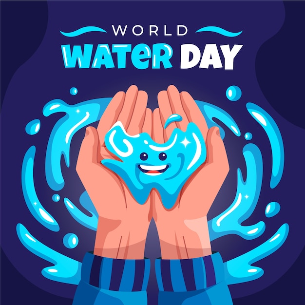 Flat world water day illustration