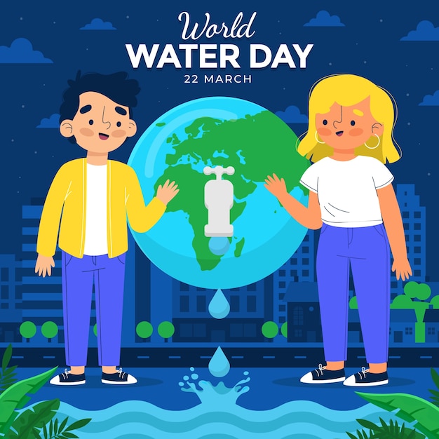 Free vector flat world water day illustration