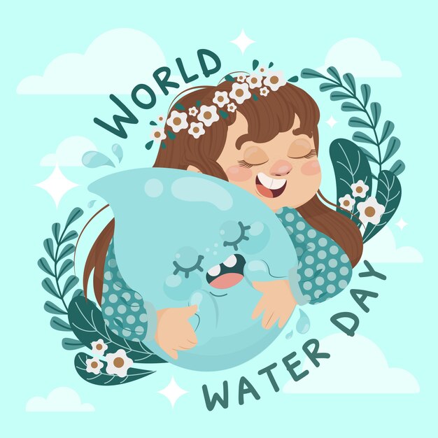Flat world water day illustration