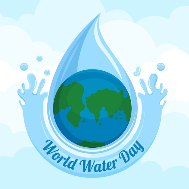 Vettore gratuito illustrazione della giornata mondiale dell'acqua piatta