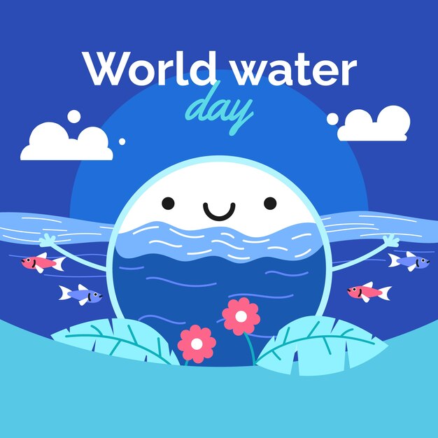 Flat world water day illustration