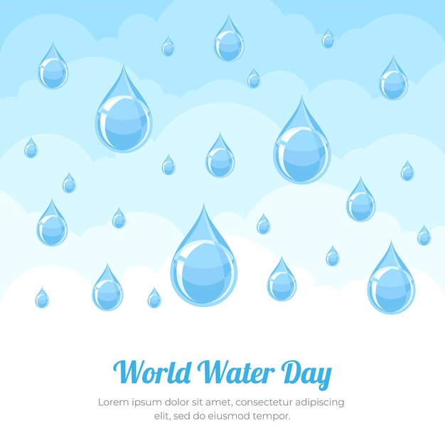 Flat world water day illustration