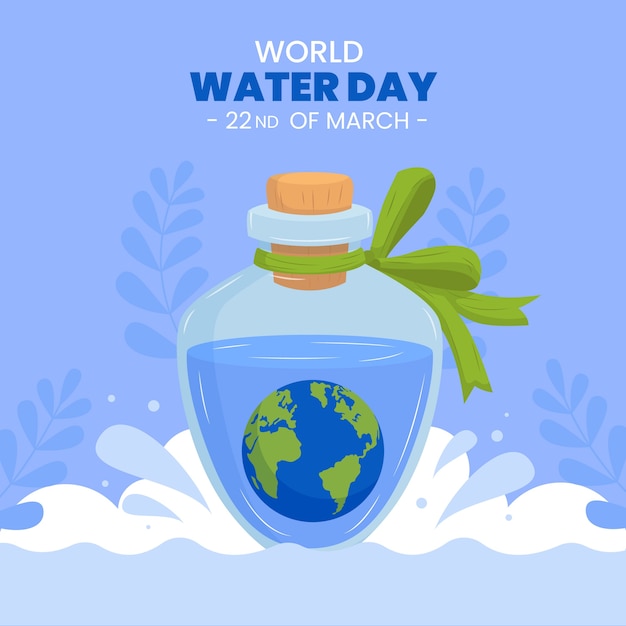 Flat world water day illustration