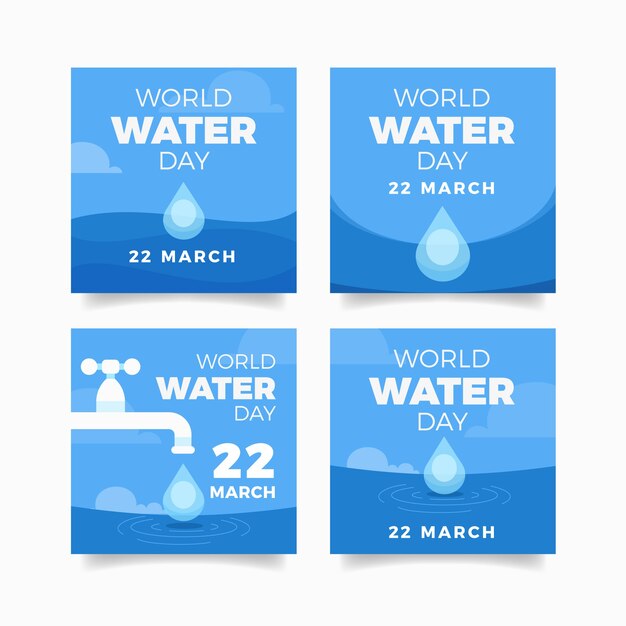 Плоский всемирный день воды, коллекция постов в instagram