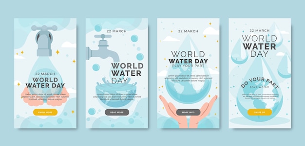 Flat world water day instagram stories collection