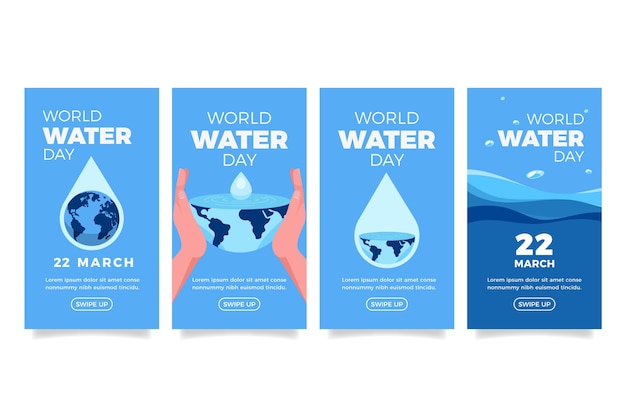 フラット世界水の日instagramストーリーコレクション