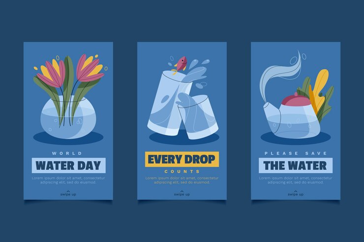 Free Vector flat world water day instagram stories collection