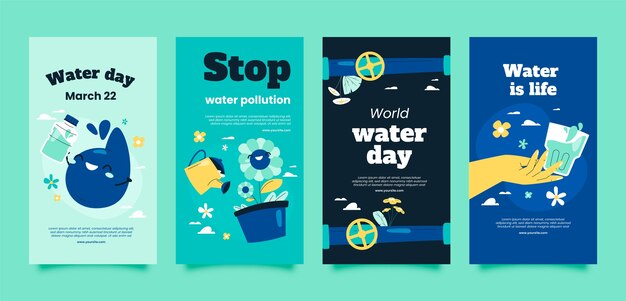 flat world water day instagram stories collection