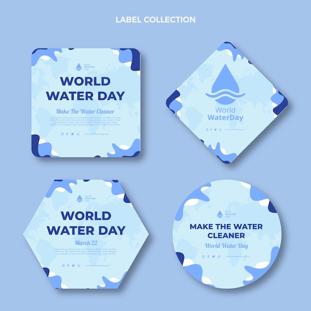 Free vector flat world water day labels collection