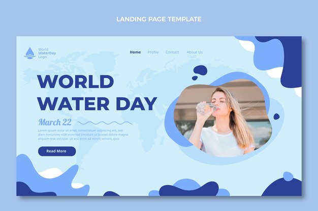 無料ベクター フラット世界水の日のランディングページテンプレート