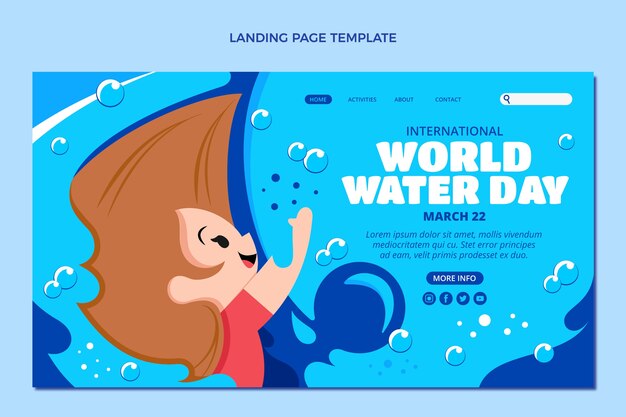 フラット世界水の日のランディングページテンプレート