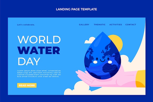 Free vector flat world water day landing page template