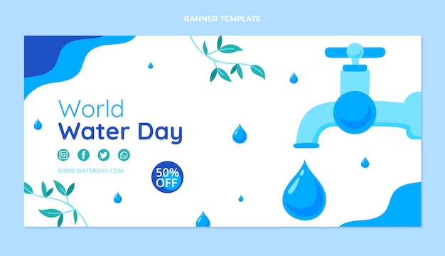 Free vector flat world water day sale horizontal banner