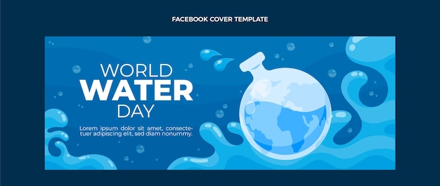 Modello di copertina dei social media per la giornata mondiale dell'acqua piatta