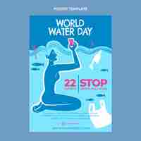 Free vector flat world water day vertical poster template