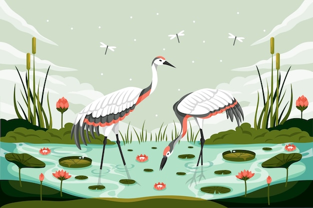 Free vector flat world wetlands day background