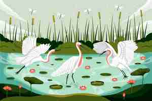 Free vector flat world wetlands day background