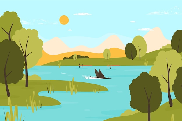 Flat world wetlands day background