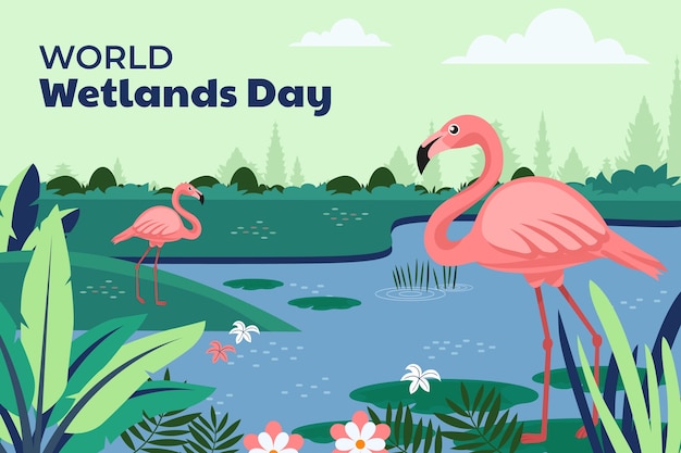 Flat world wetlands day background