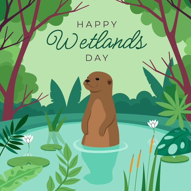 Flat world wetlands day illustration