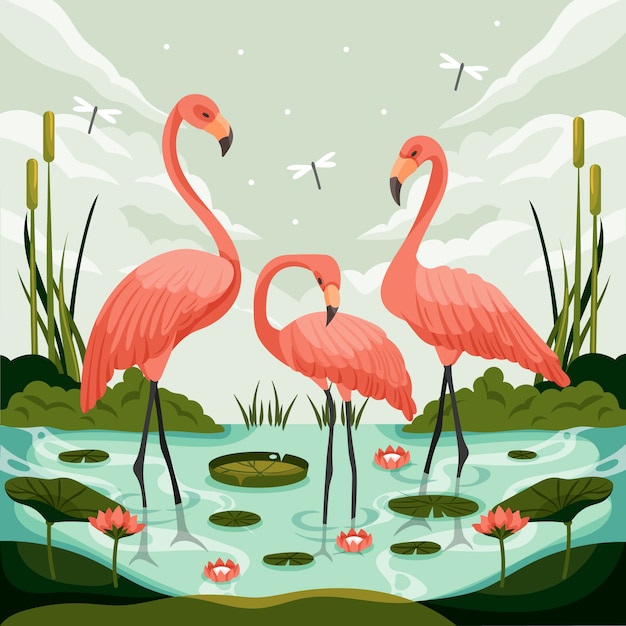 Free vector flat world wetlands day illustration