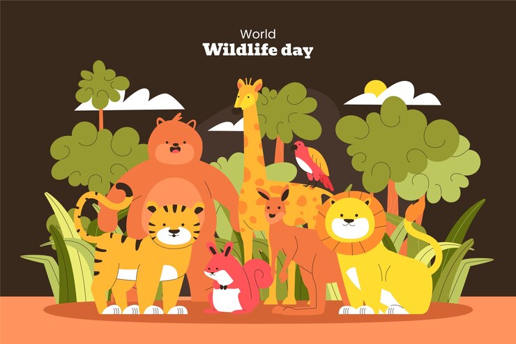 無料Vector フラット世界野生動物の日の背景