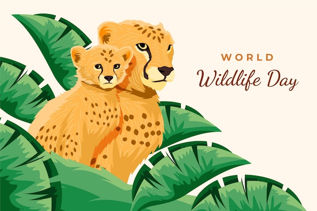 Free vector flat world wildlife day background