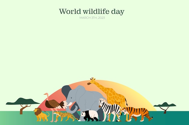 Free vector flat world wildlife day background