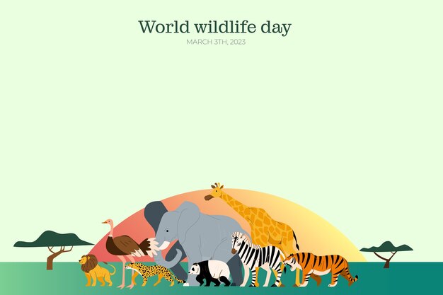 Flat world wildlife day background