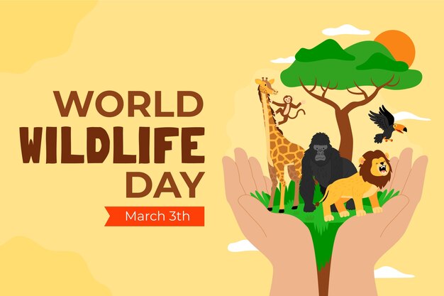 Flat world wildlife day background