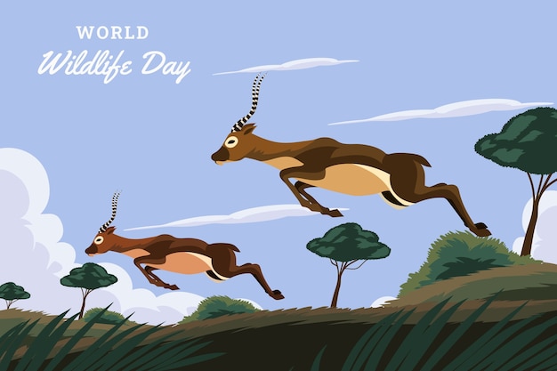 Free vector flat world wildlife day background